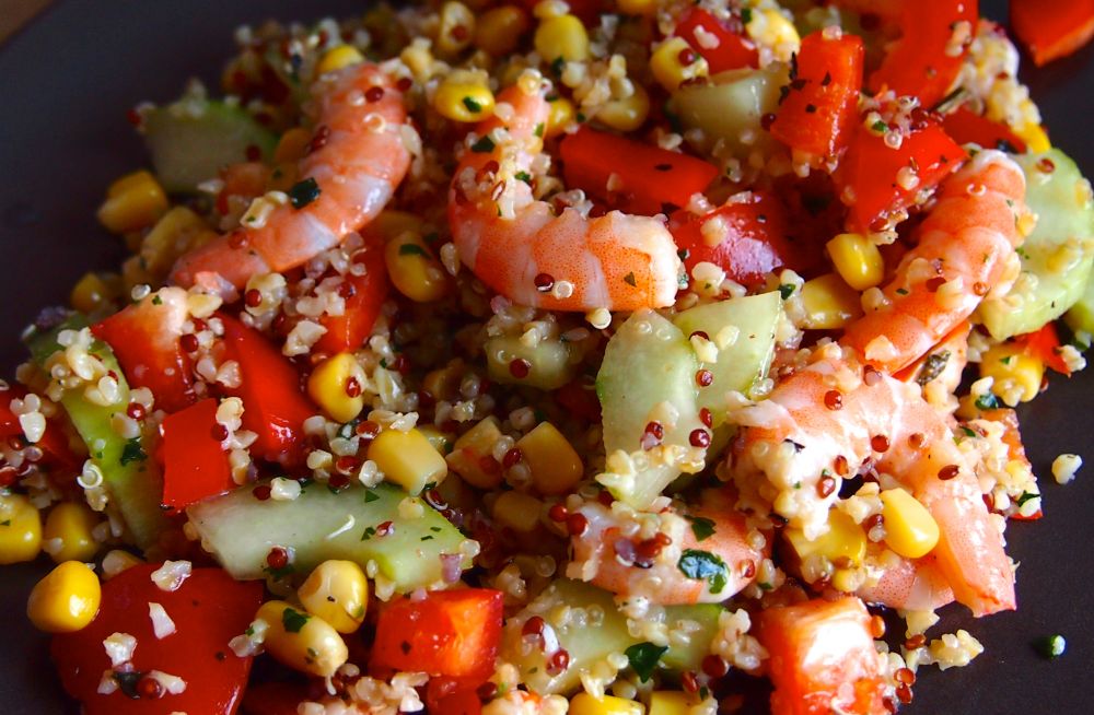 Taboulé de quinoa gourmand et crevettes